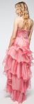 Strapless High-Low Cocktail Prom Dress with Ruffled Skirt back in Coral